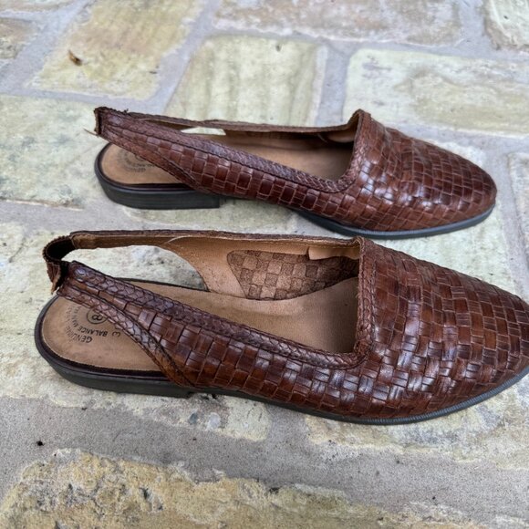 Vintage Leather Slingback Leather Flats - Picture 1 of 9